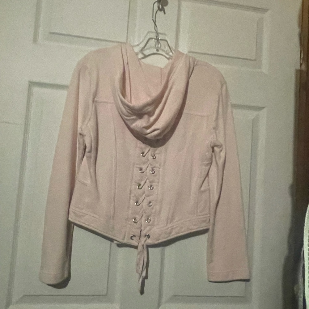 Together pink corset back hoodie